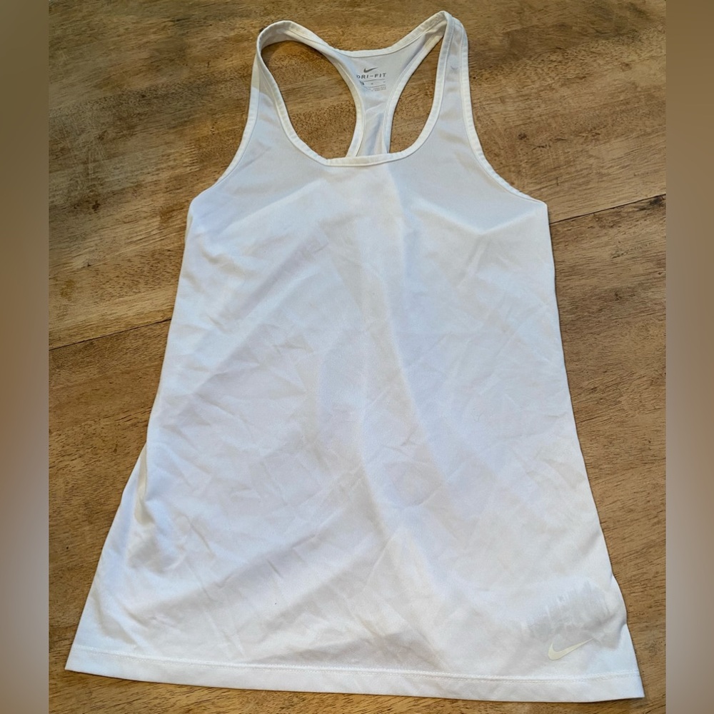 Nike Dri Fit Women’s Medium White Racer Back Athletic‎ Tank